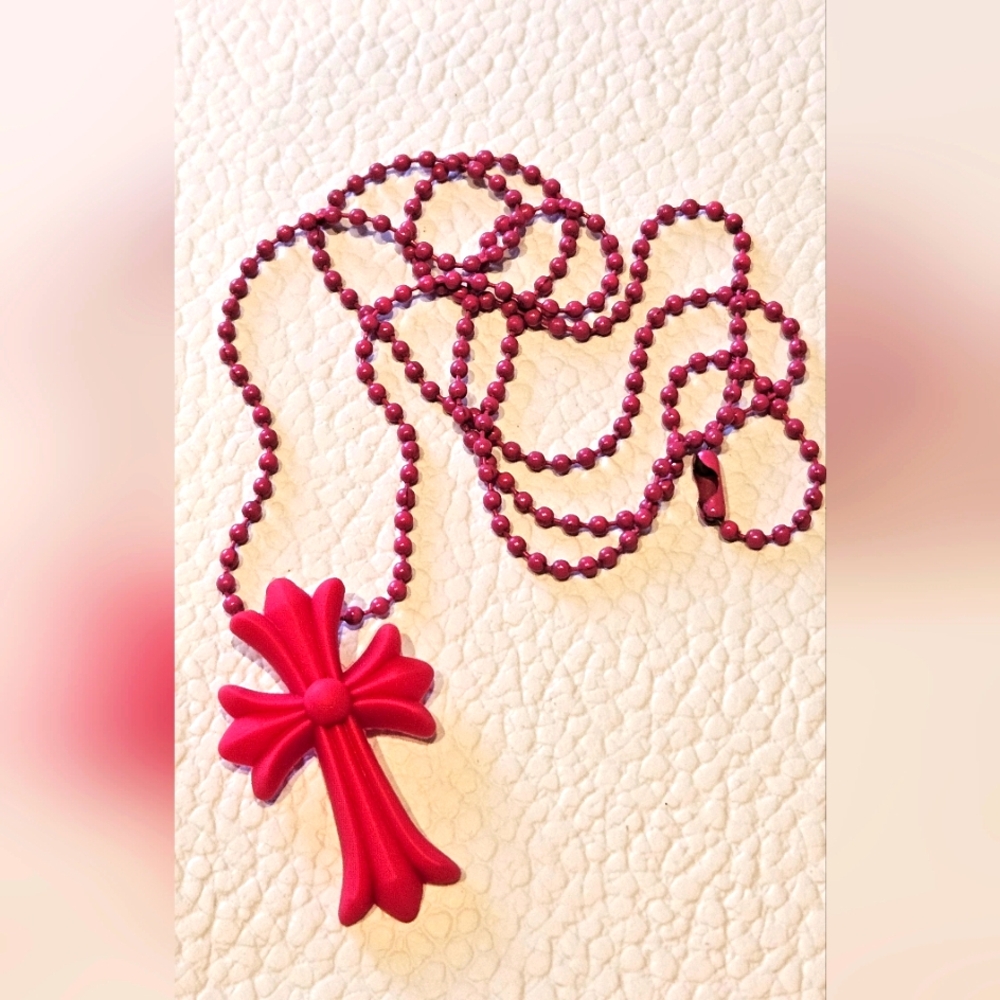 NEW Chrome Hearts FNO Red Rubber CH Cross Limited Edition necklace.